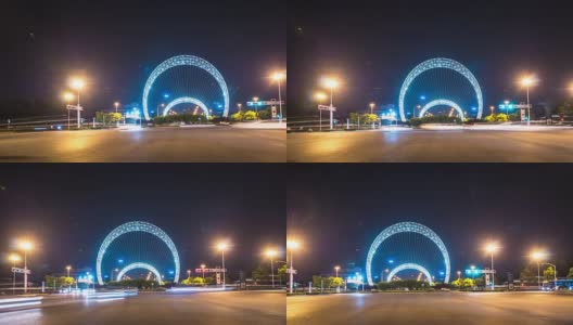 苏州抽象建筑附近的道路交通繁忙。间隔拍摄4 k高清在线视频素材下载