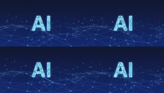 动态图形的蓝色数字AI标志与线连接和未来技术图标悬浮在抽象的背景概念无缝循环视频高清在线视频素材下载