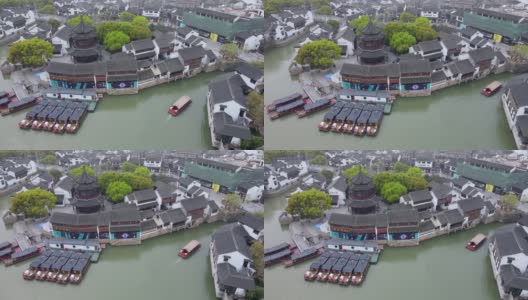 航拍中国苏州古城的风景高清在线视频素材下载