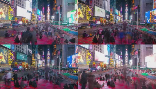 高清延时拍摄:纽约时报广场夜景高清在线视频素材下载