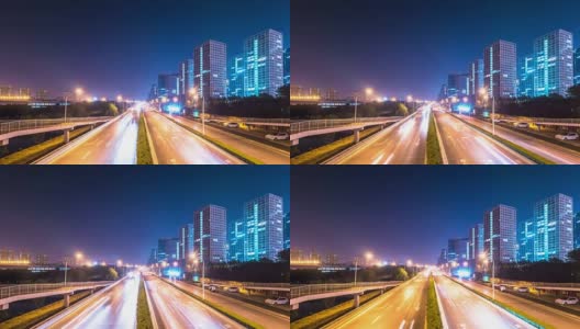 繁忙的交通城市街道在北京晚上时间流逝4k高清在线视频素材下载