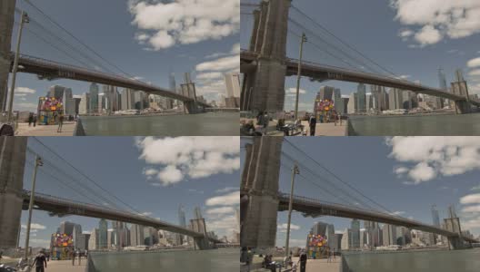 布鲁克林大桥上一个阳光明媚的日子高清在线视频素材下载