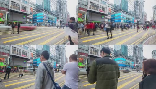 香港旺角街行人拥挤高清在线视频素材下载
