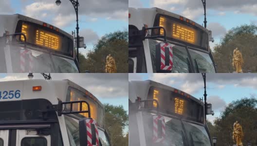 城市公共汽车沿着路线行驶。纽约第五大道高清在线视频素材下载