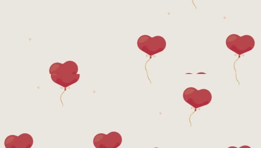 情人节动画与爱心气球氦气高清在线视频素材下载