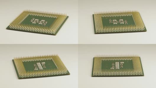 CPU。一个白色背景的旧的2001版处理器P III-800。高清在线视频素材下载