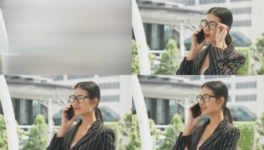 MS美丽的亚洲商务女性打电话高清在线视频素材下载