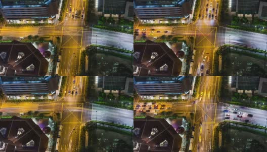 强烈的高角度视图时间推移在高峰时间与当地的交通和cummuters在新加坡市中心的最高质量(4K/超高清到高清)-股票视频高清在线视频素材下载