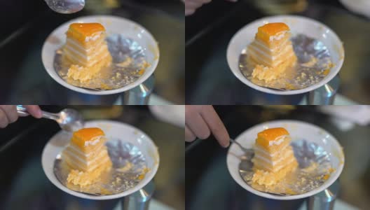 咖啡厅的橘子蛋糕高清在线视频素材下载