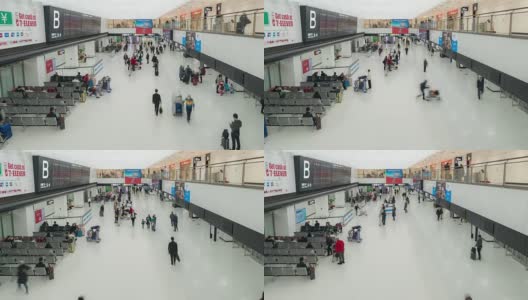 时光流逝:日本成田机场到达大厅的旅客高清在线视频素材下载