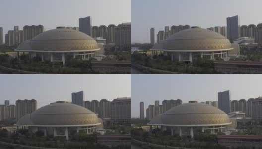 城市圆形建筑的航拍影像高清在线视频素材下载