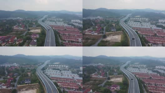 无人机拍摄到郊区一条空旷的高速公路。高清在线视频素材下载