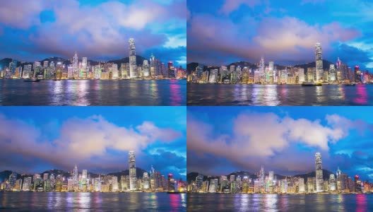 高清延时:黄昏时的香港天际线高清在线视频素材下载