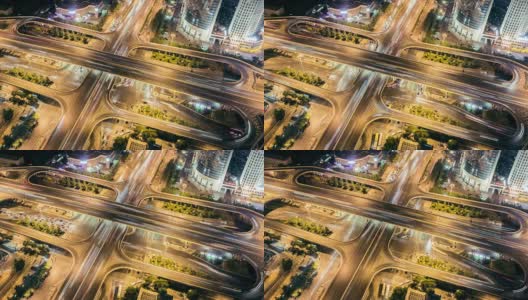 北京中央商务区夜桥交通高清在线视频素材下载