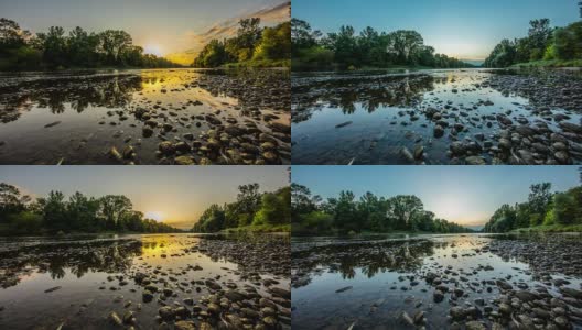 T/L 8K河边美丽的日落景色高清在线视频素材下载