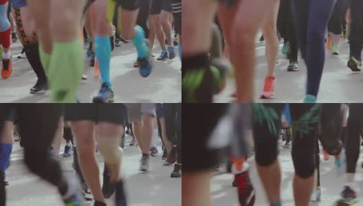 马拉松赛跑用人的腿和脚高清在线视频素材下载
