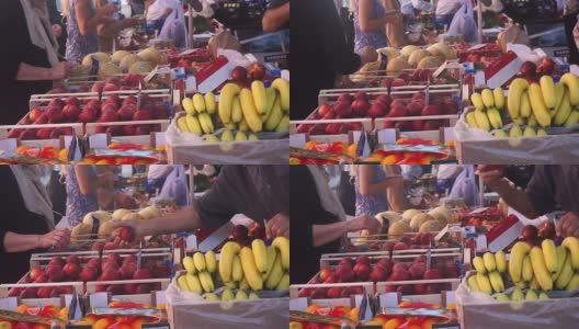 人们在意大利的街头市场购物高清在线视频素材下载