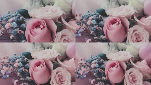 柔和的鲜花花束作为结婚和周年纪念礼物高清在线视频素材下载