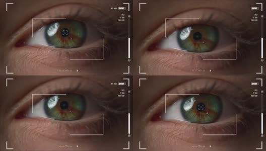 宏眼识别系统检查用户视网膜拍摄镜头验证高清在线视频素材下载