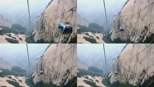 中国，亚洲，陕西，华山，道教山的空中缆车高清在线视频素材下载