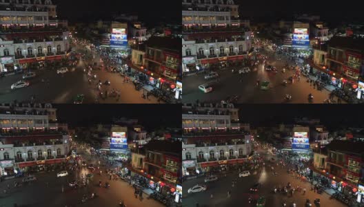 越南河内夜晚繁忙的街道高清在线视频素材下载