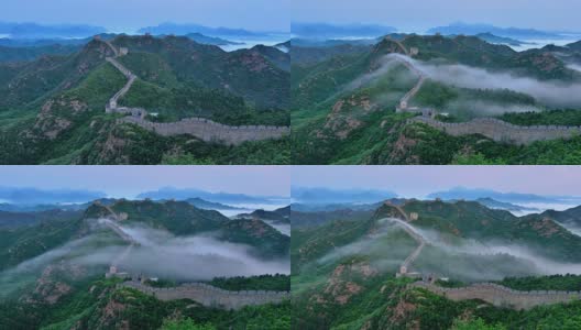 Great wall of China at stratosphere fog, Sunrise To day Time Lapse高清在线视频素材下载