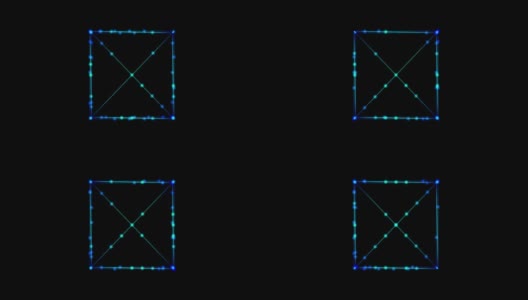 抽象技术蓝色方形矩形背景由动画的线和点、粒子组成。混合模式高清在线视频素材下载