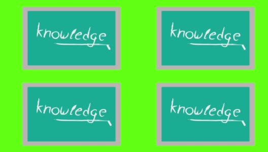 黑板和一个单词知识的动画，用粉笔写在一个绿色的屏幕背景上高清在线视频素材下载