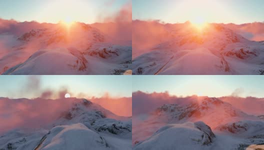 雪山与日落高清在线视频素材下载
