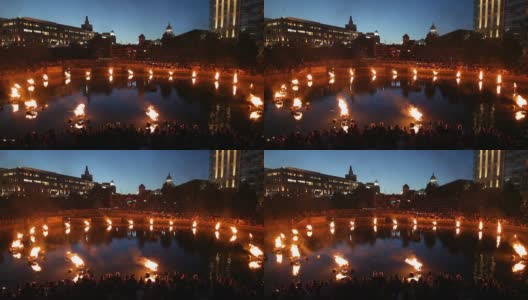 Waterfire，罗德岛州普罗维登斯市的户外艺术活动高清在线视频素材下载