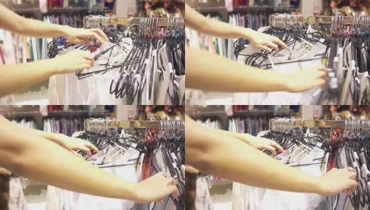 在服装店购物的女人高清在线视频素材下载