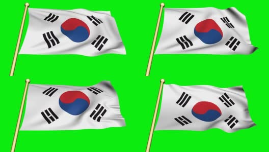 绿色屏幕上的韩国国旗高清在线视频素材下载