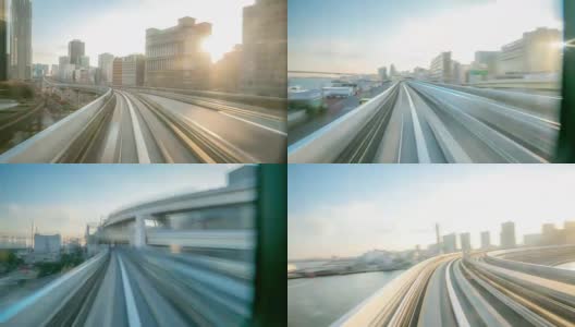 延时:在日本东京乘坐单轨火车高清在线视频素材下载