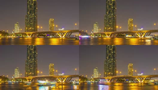 夜桥河城时光流逝高清在线视频素材下载