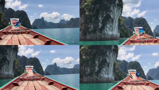 在泰国的周兰湖乘船观赏青山高清在线视频素材下载