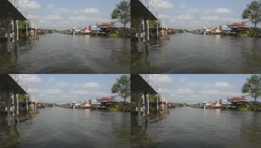 观景Khlong Om Non运河和生活泰国人在Nonthaburi, T้hailand高清在线视频素材下载
