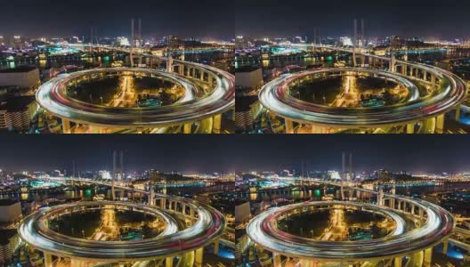 上海南浦大桥夜景-延时盘高清在线视频素材下载