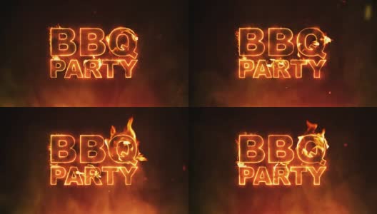 BBQ Party Text on Fire高清在线视频素材下载