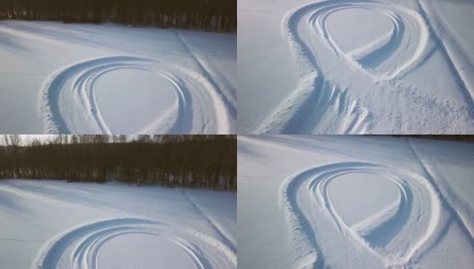 芬兰一圈绕着厚厚的积雪的小路高清在线视频素材下载