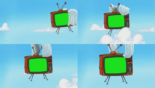 卡通电视拍翅膀的特写高清在线视频素材下载