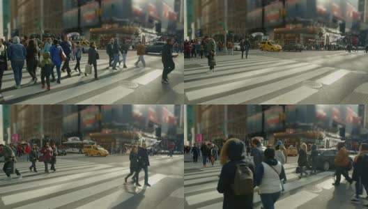 纽约市繁忙的时代广场十字路口高清在线视频素材下载