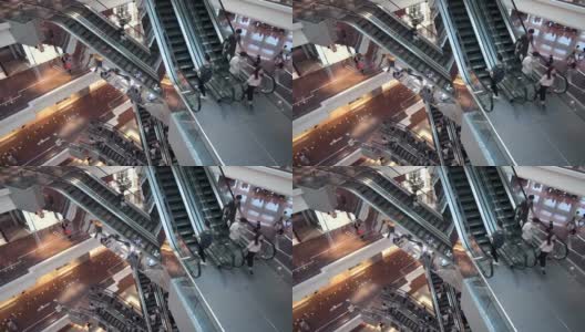 自动扶梯现代购物中心的时间推移直销店高清在线视频素材下载