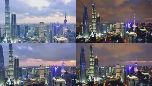 4K:上海天际线城市景观，时光流逝高清在线视频素材下载