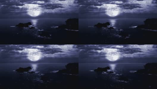 满月夜海景。高清在线视频素材下载