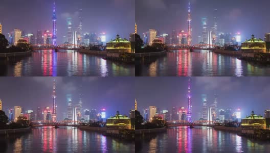 时光流逝，上海城市天际线高清在线视频素材下载