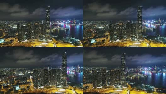 香港九龙地区夜间航拍系列高清在线视频素材下载