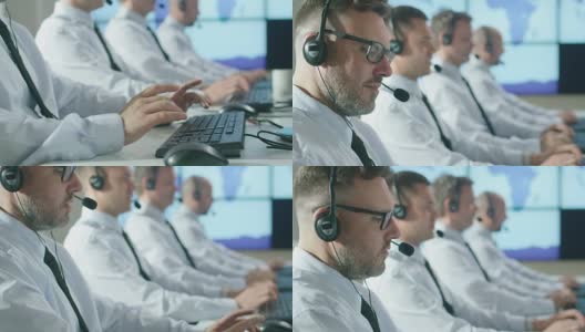 呼叫中心办公室的客户支持专业人员团队高清在线视频素材下载