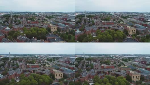 航拍游览波士顿的住宅褐石建筑高清在线视频素材下载