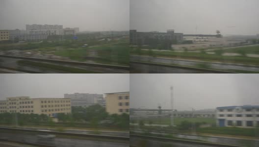 上海武汉雨天火车货车行驶窗口pov全景4k中国高清在线视频素材下载
