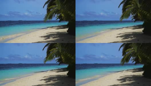 美丽的热带海滩和椰子树的海洋，假日度假的概念高清在线视频素材下载